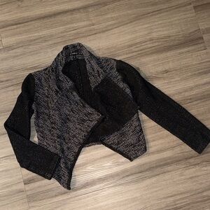 Express Black and Gray Open-Front Sweater